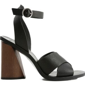 Dolce Vita "Athena" Black Ankle-strap Wood-block Heel Sandals (Size US 8.5)